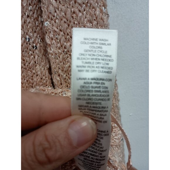 Chicos Sequin Shine Sweater Womens Large Paris Pink Pullover Holiday Fairy NWT - Picture 10 of 12